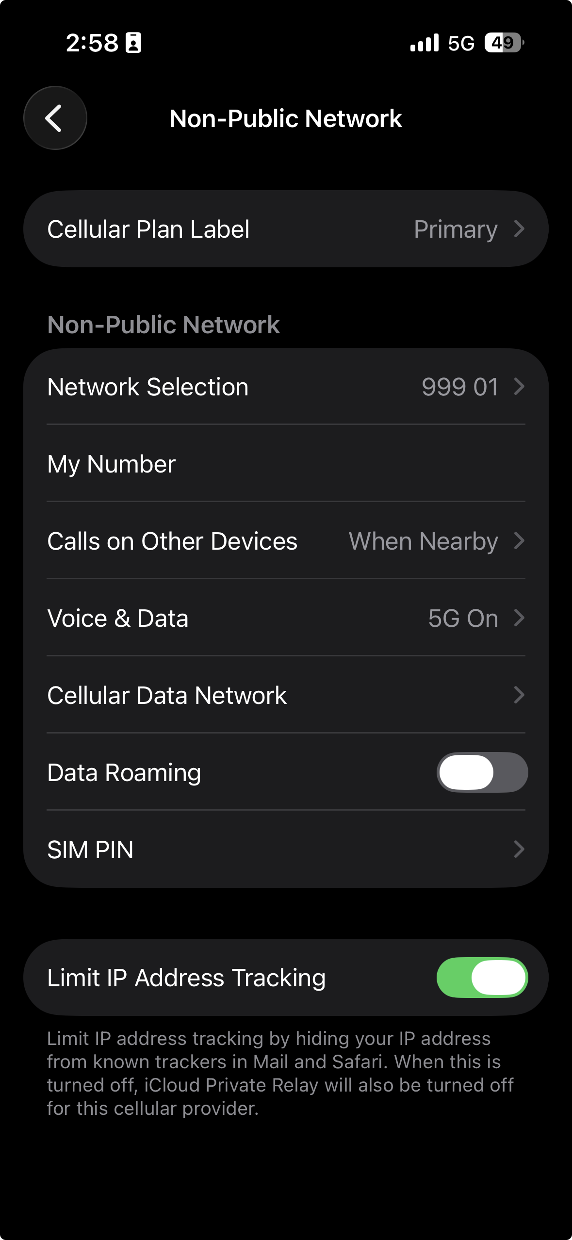 Phone connected to 5G network via OCUDU and Ella Core